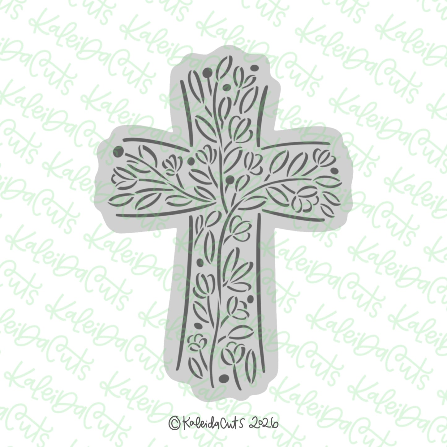 Intricate Floral Cross Cookie Cutter