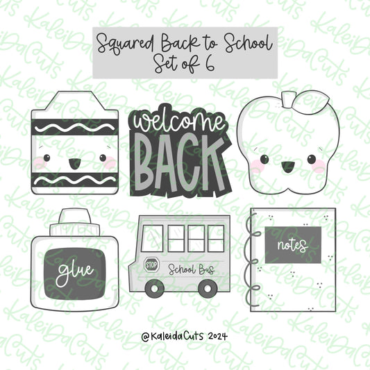 Squared Back to School Cookie Cutter Set of 6