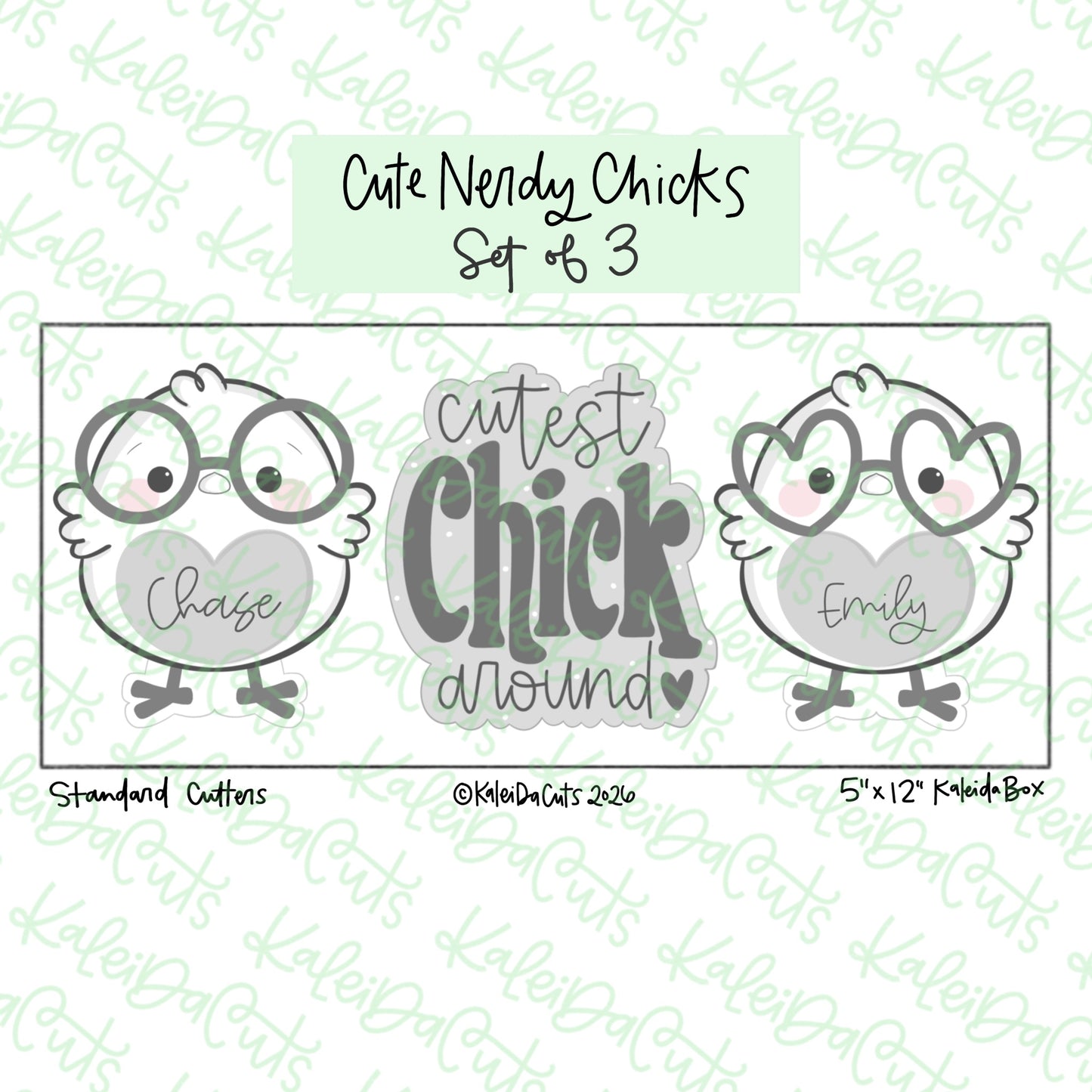 Cute Nerdy Chicks Cookie Cutters Set of 3