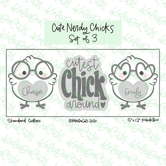 Cute Nerdy Chicks Cookie Cutters Set of 3