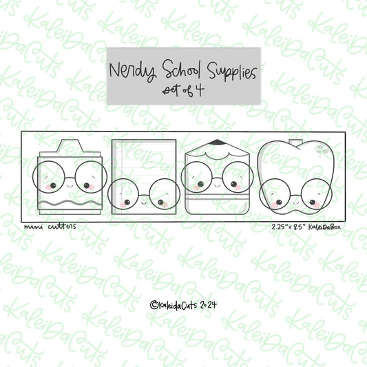 Nerdy School Supplies Cookie Cutter Set of 4