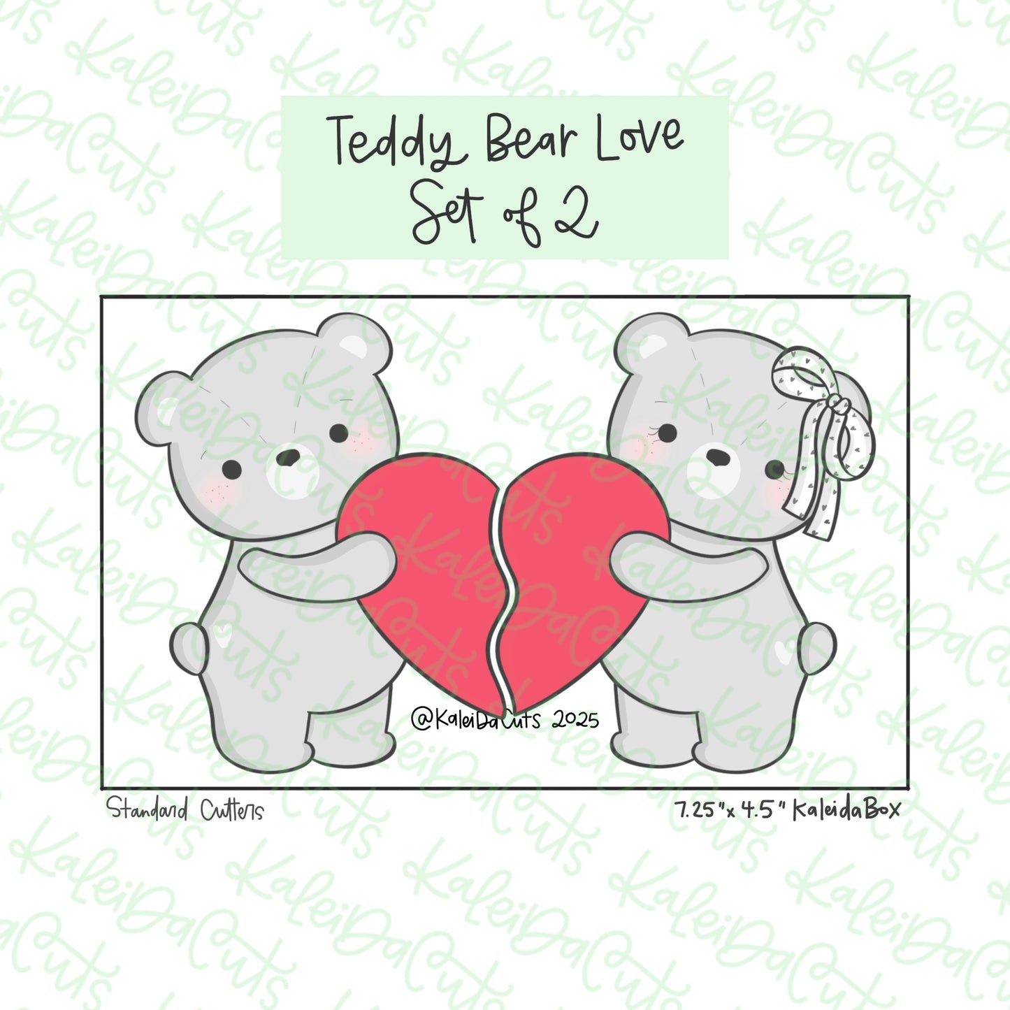 Teddy Bear Love Cookie Cutter Set of 2