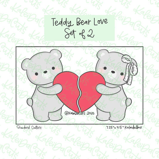 Teddy Bear Love Cookie Cutter Set of 2