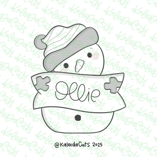 Snowman Banner 2025 Cookie Cutter