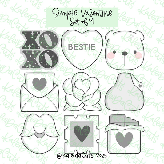 Simple Valentine Cookie Cutters Set of 9