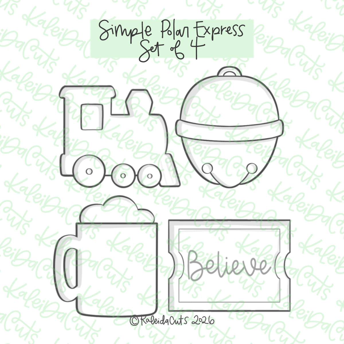 Simple Polar Express Cookie Cutter Set of 4