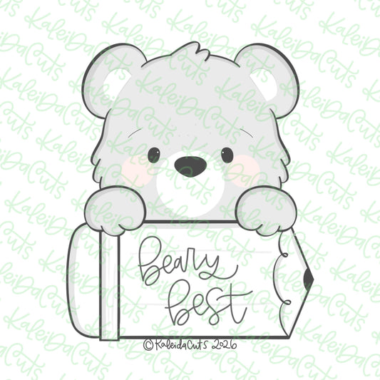 Bear Pencil Plaque Cookie Cutter