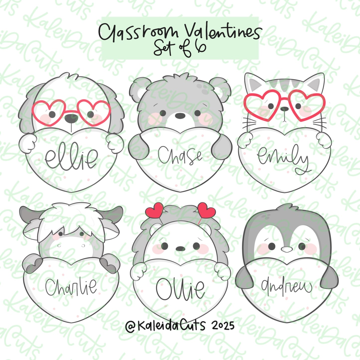 Classroom Valentine Cookie Cutters Set of 6