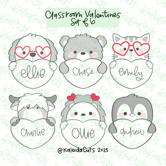 Classroom Valentine Cookie Cutters Set of 6