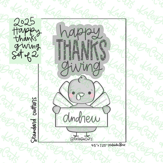 2025 Happy Thanks Giving Cookie Cutter Set of 2