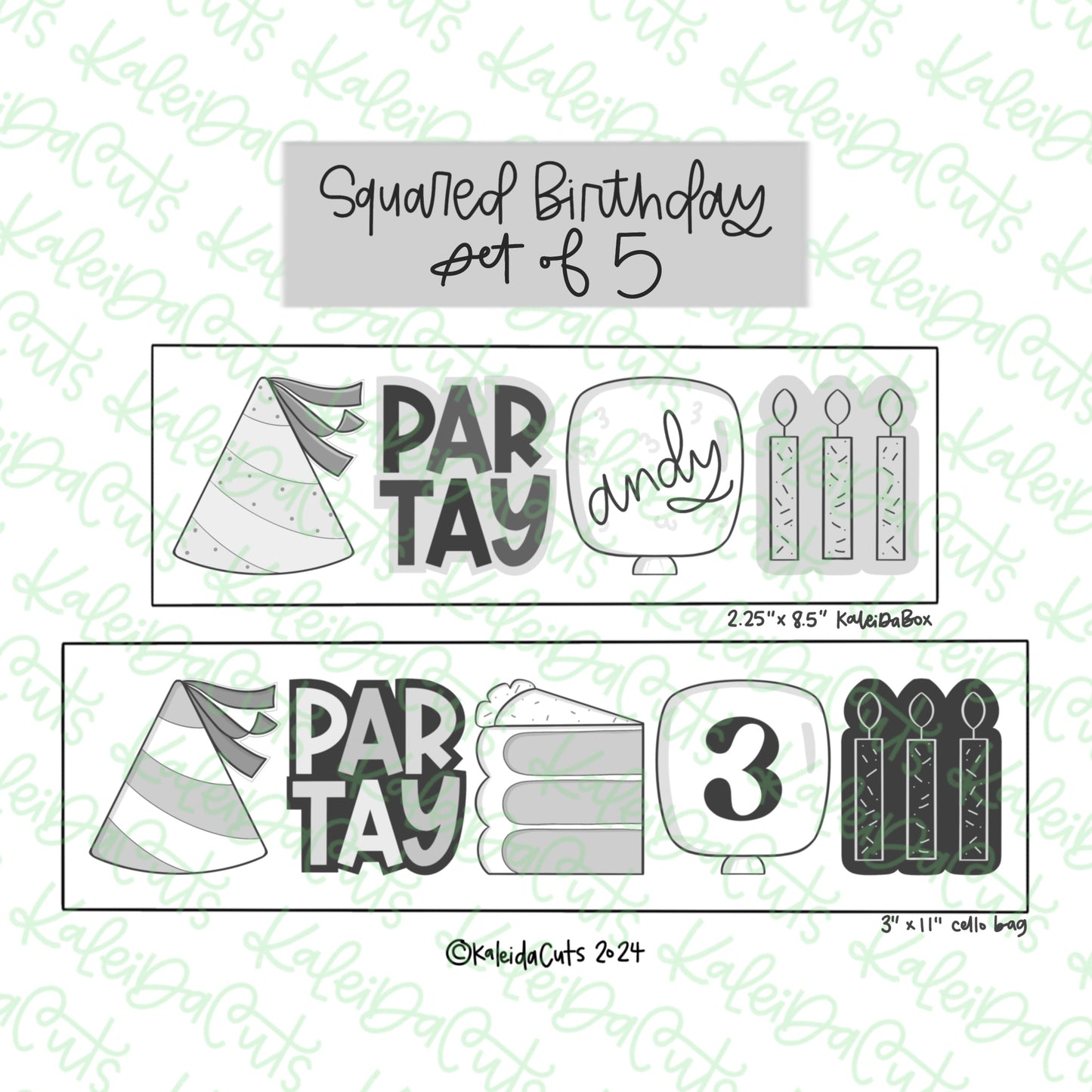 Square Birthday Cookie Cutter Set of 5