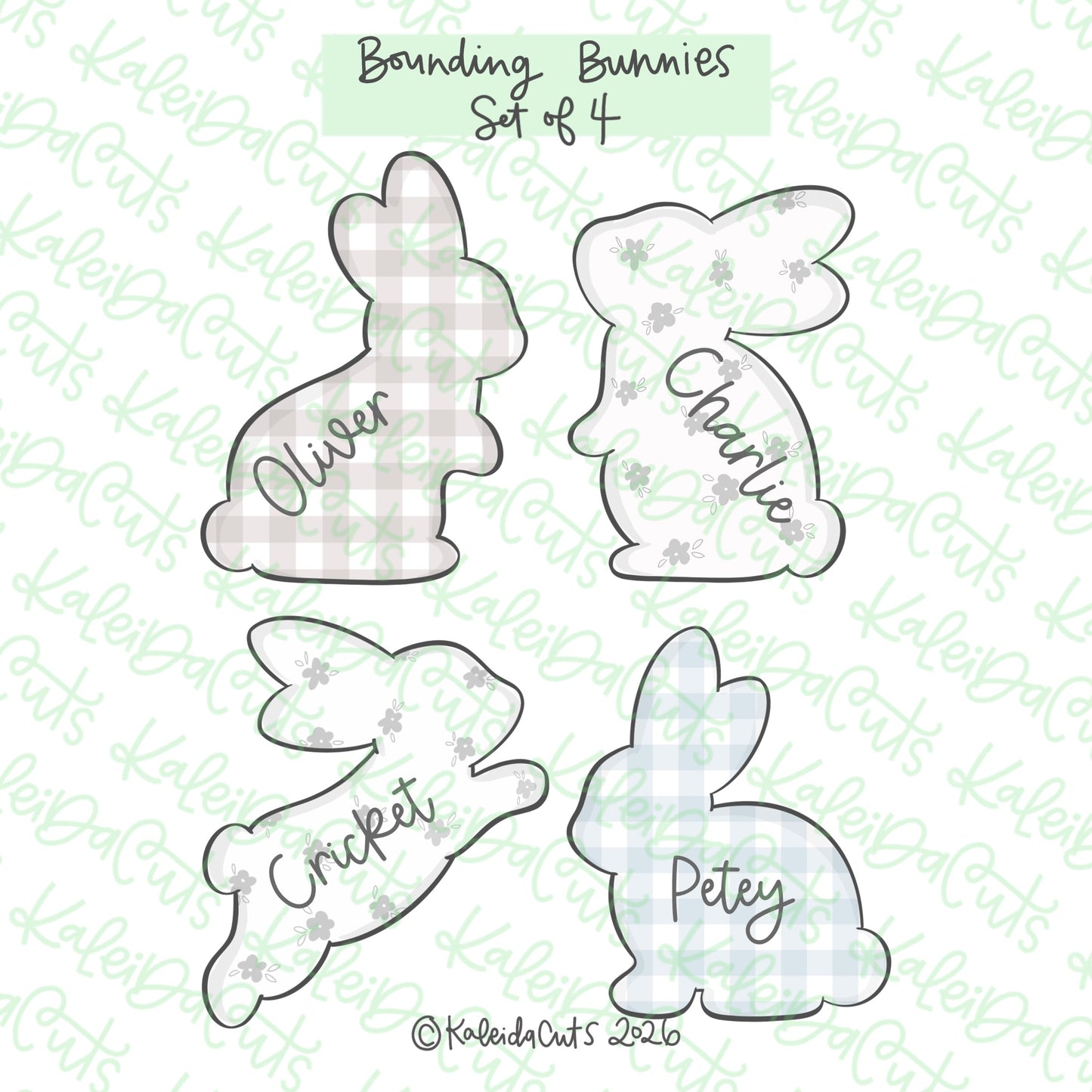 Bounding Bunny Cricket Cookie Cutters Set of 4