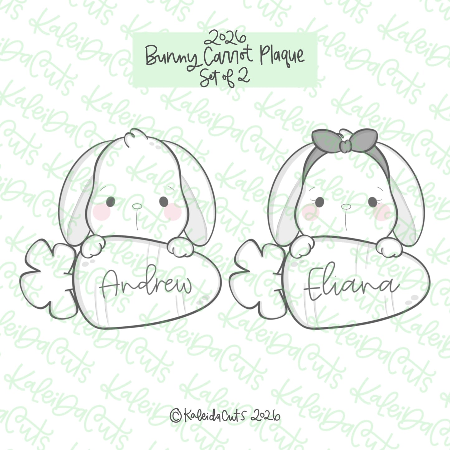 2026 Bunny Carrot Plaque Cookie Cutters Set of 2