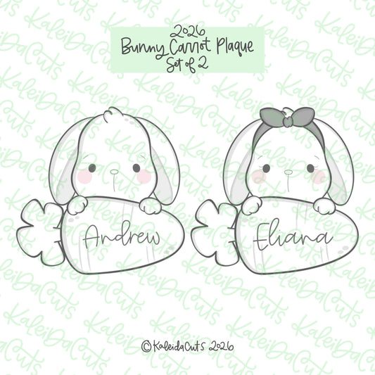 2026 Bunny Carrot Plaque Cookie Cutters Set of 2
