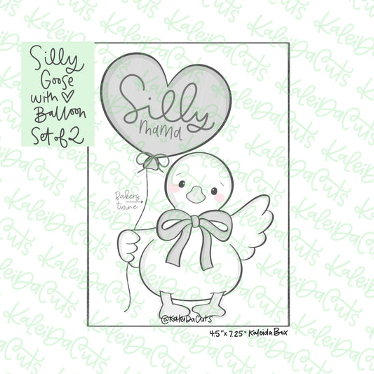 Silly Goose With Heart Balloon Set Cookie Cutters Set of 2