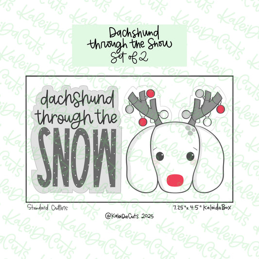 Dachshund Through The Snow Cookie Cutter  Set of 2