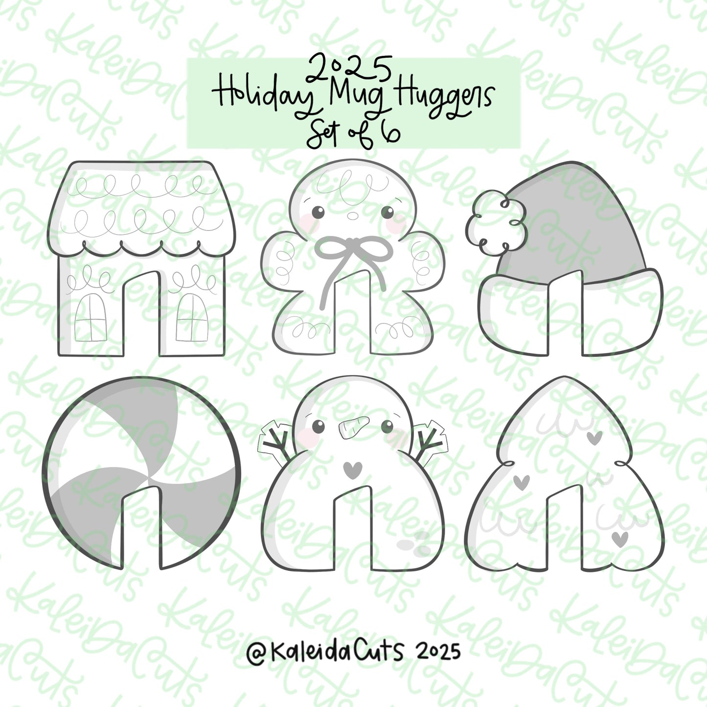 2025 Holiday Mug Hugger Cookie Cutters Set of 6