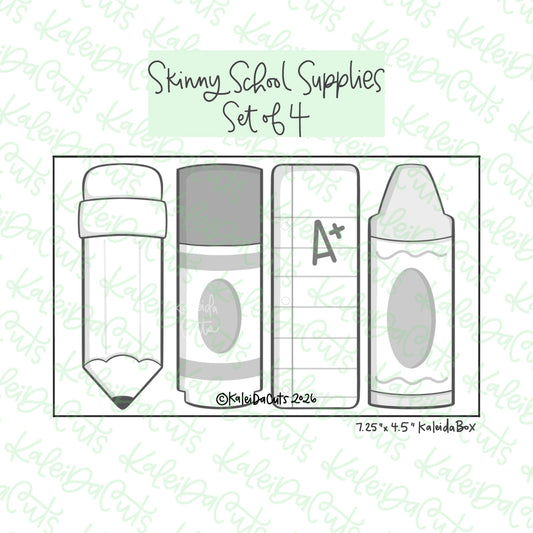 Skinny School Supplies Cookie Cutter Set of 4