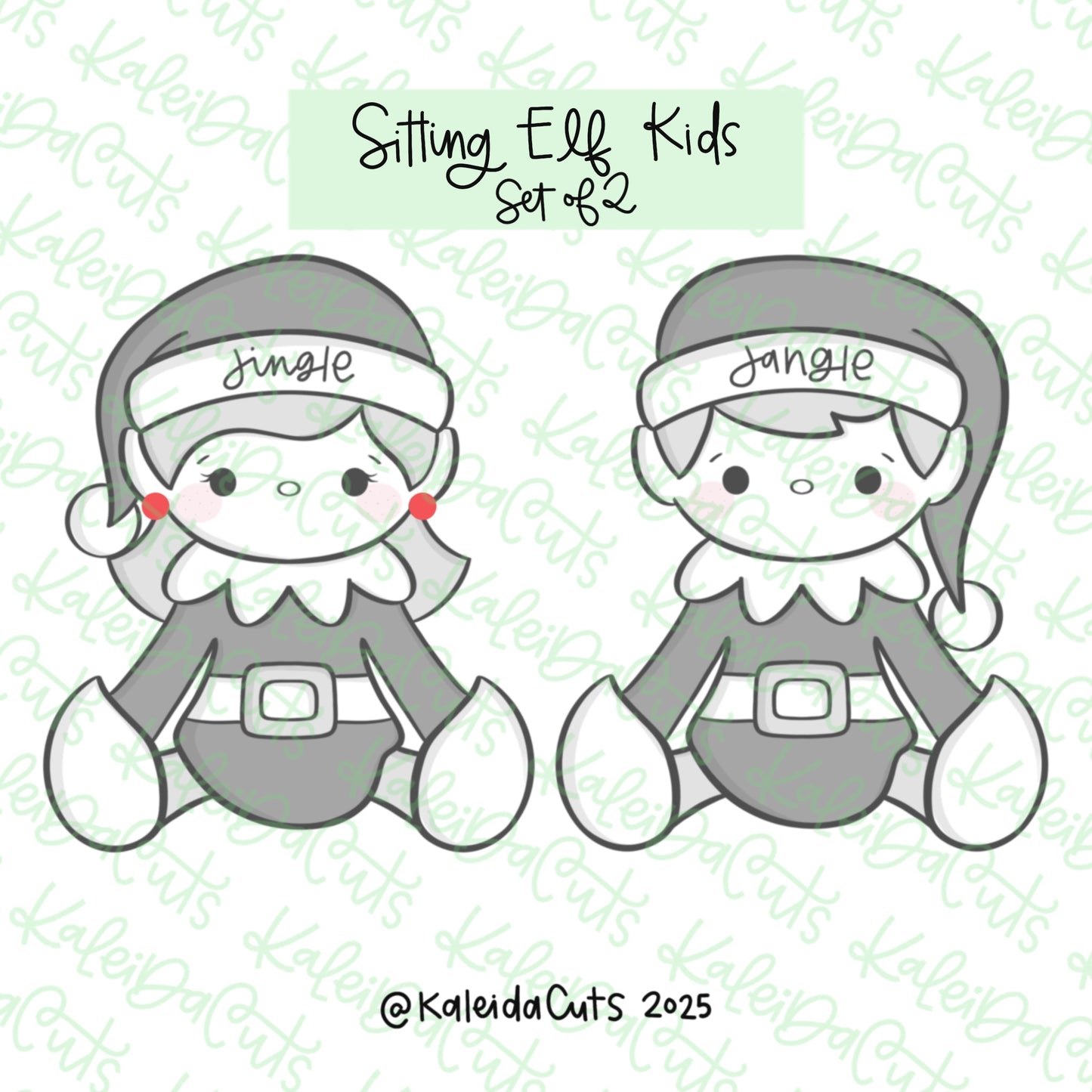 Sitting Elf Kids Cookie Cutter Set of 2