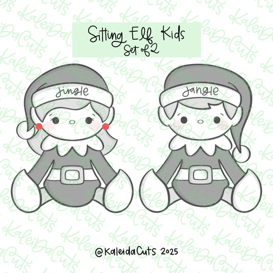 Sitting Elf Kids Cookie Cutter Set of 2