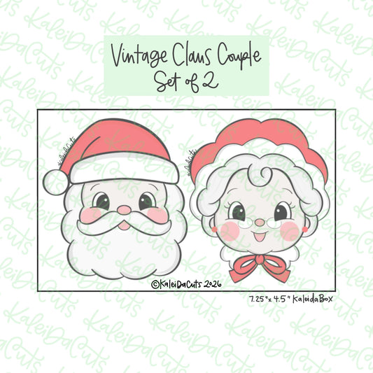 Vintage Claus Couple Cookie Cutter Set of 2