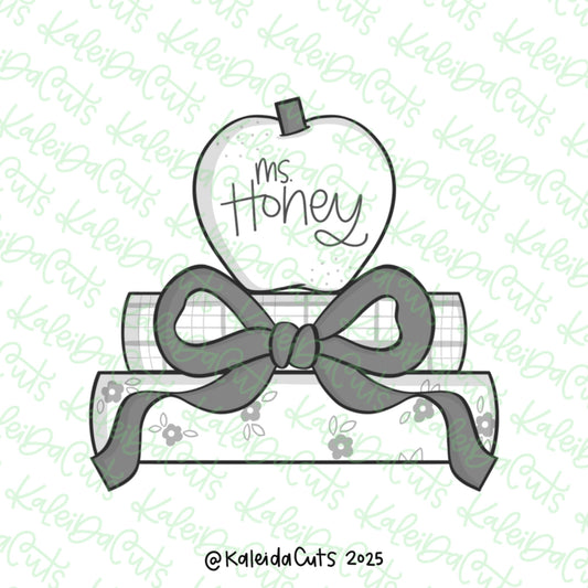 Apple Book Stack Ribbon Cookie Cutter