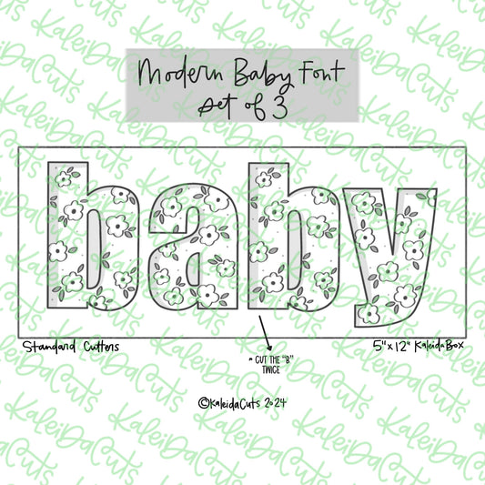 Modern Baby Font Cookie Cutter Set of 3
