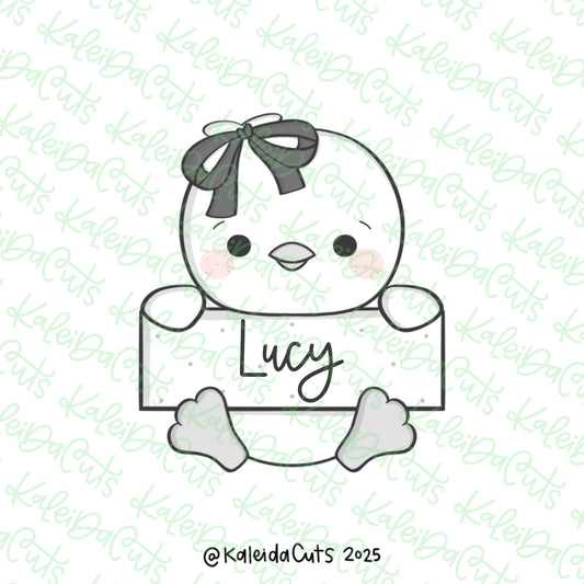 2025 Chick Plaque Bow Cookie Cutter