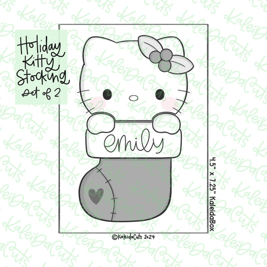 Holiday Kitty Stocking Cookie Cutter Set of 2
