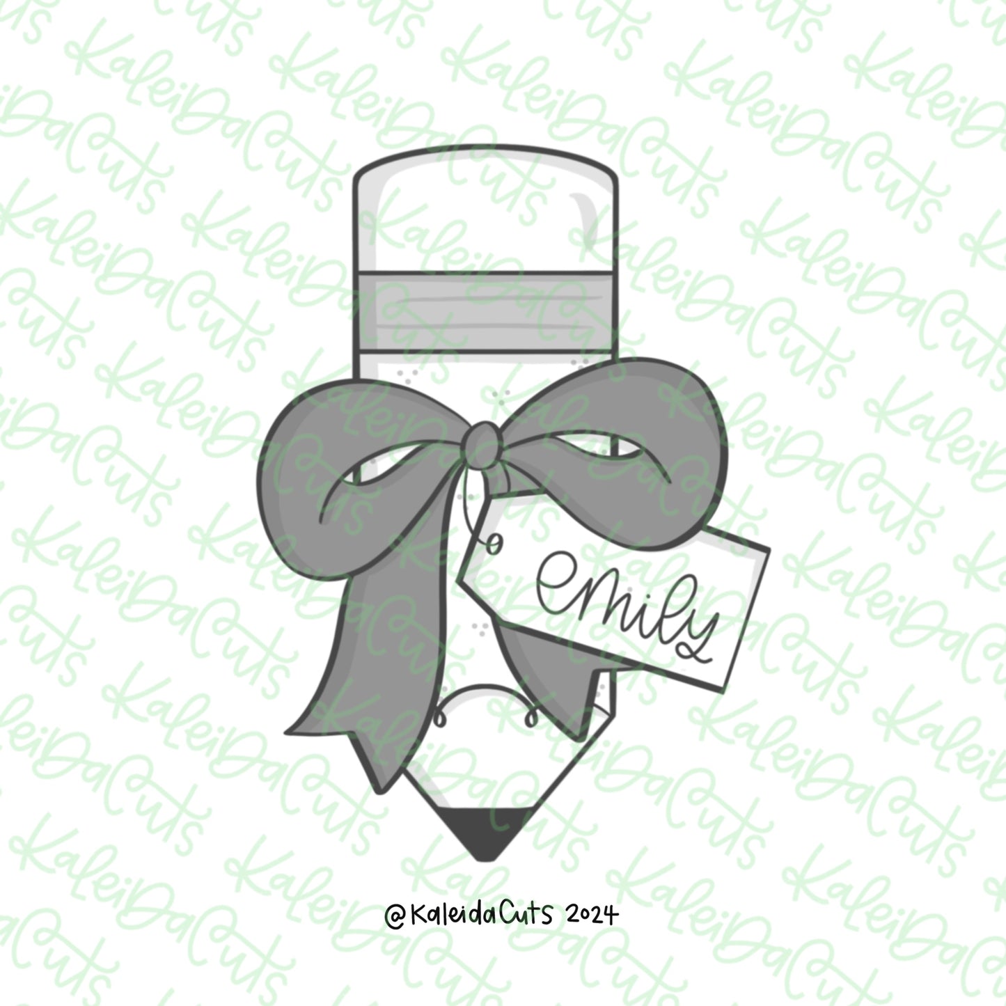 Pencil Ribbon Tag Cookie Cutter