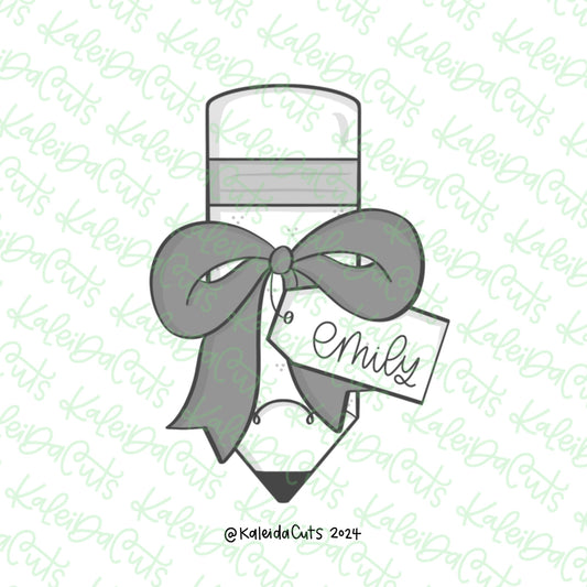 Pencil Ribbon Tag Cookie Cutter