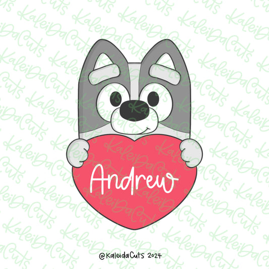 Blue Pup Heart Plaque Cookie Cutter