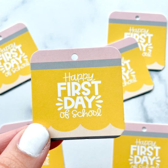 Happy First Day of School 2” x 2” Printed Tags: Set of 25