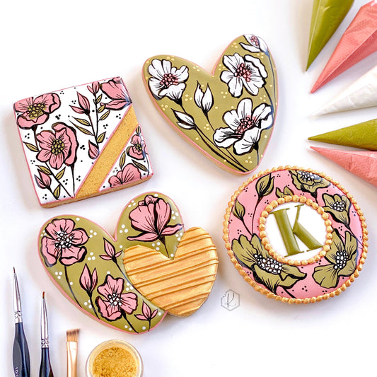 Kirkie Kookies’ "Wet on Wet Floral" Class Set of 4 Cookie Cutters