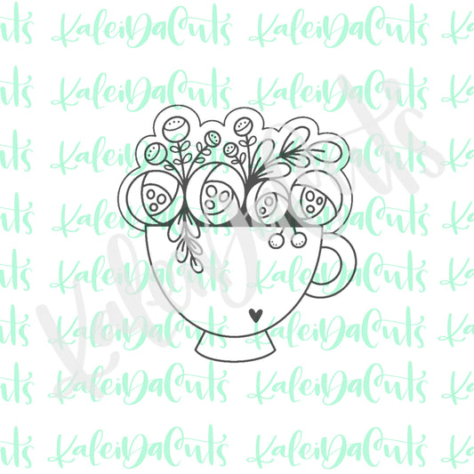 Floral Teacup 2 Cookie Cutter