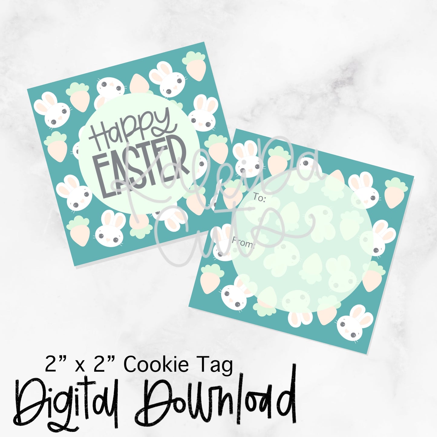 Happy Easter Tag - 2x2 Square - Digital Download