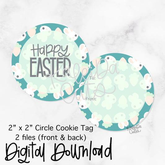 Happy Easter Tag - 2x2 Circle - Digital Download