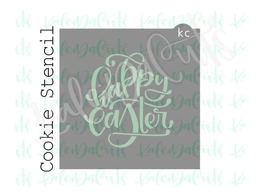 Happy Easter (in egg) Lettering Stencil