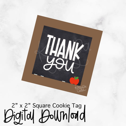 Chalkboard Thank You Tag - 2x2 Square - Digital Download