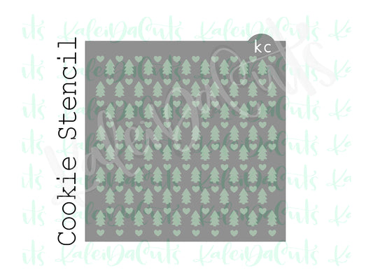 Trees and Hearts Pattern Stencil