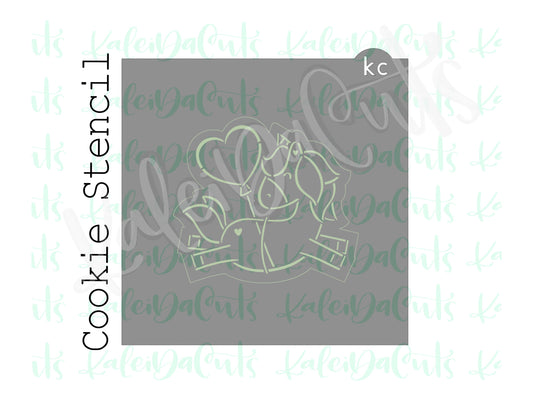 Valentine Unicorn PYO Stencil 3.75"