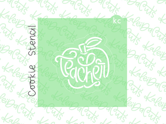 Teacher Lettered Apple Stencil