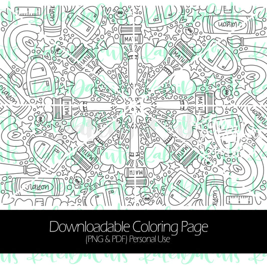 2021 Back to School Downloadable Coloring Page. Personal Use.
