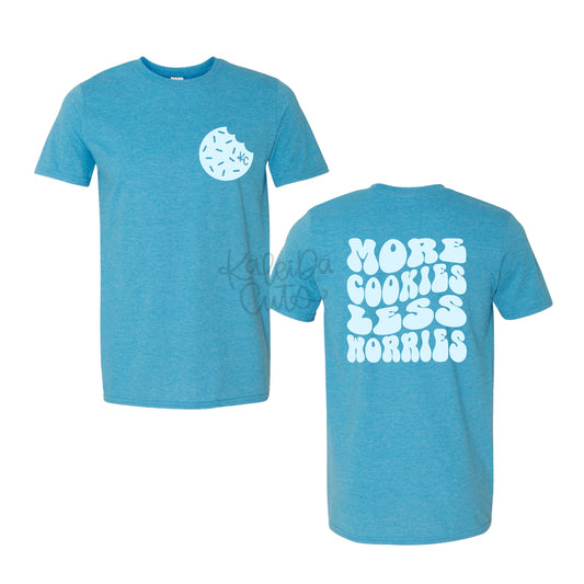 More Cookies Less Worries Blue T-Shirt
