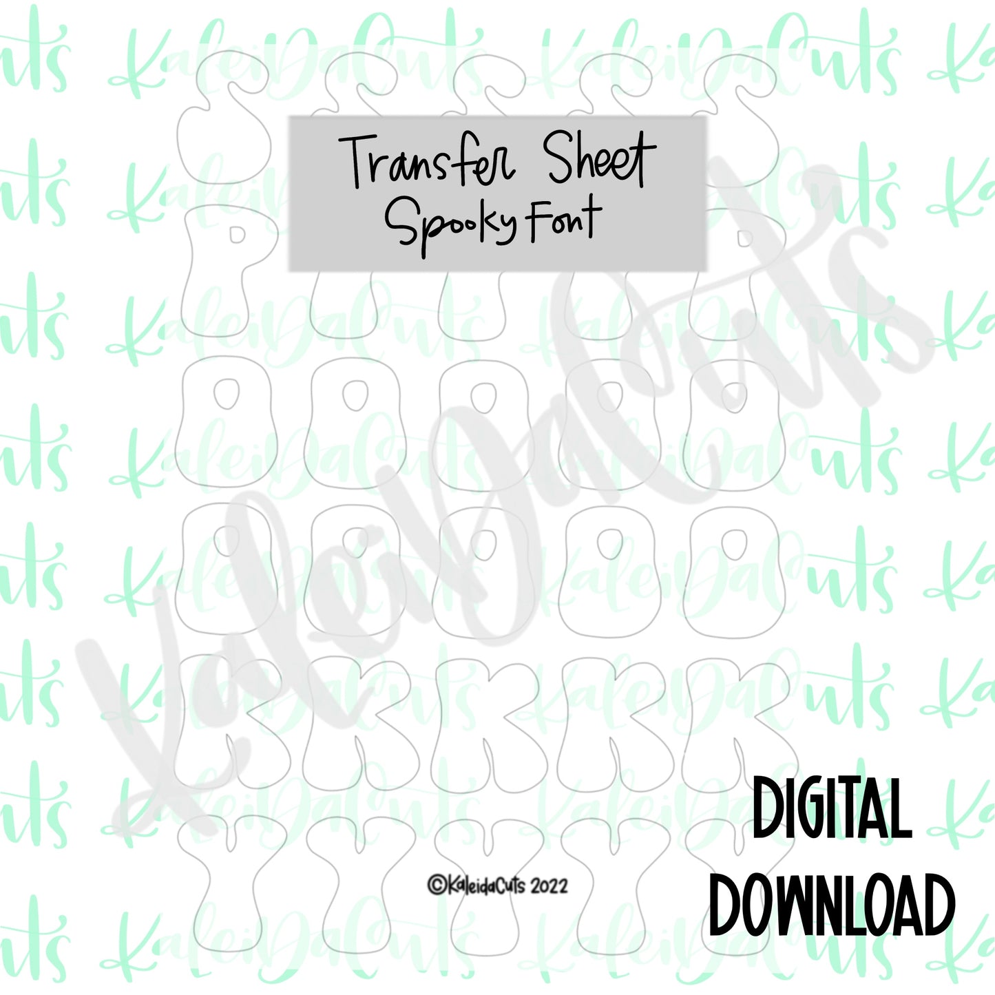 Spooky Font Transfer Sheet Digital Download.