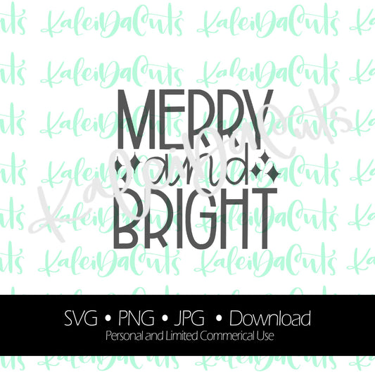 Merry and Bright Digital Download. KaleidaCuts Lettering.