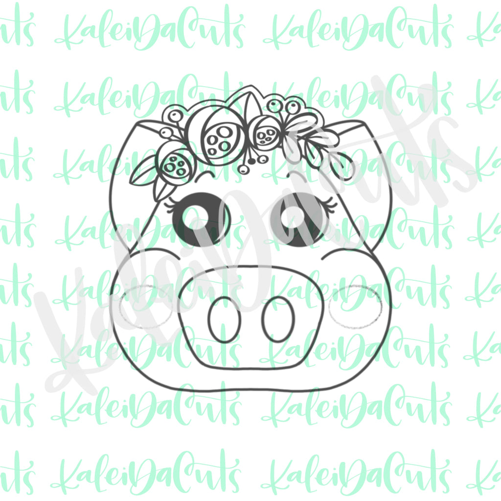 Floral Pig Face Cookie Cutter