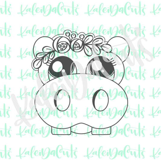 Floral Hippo Face Cookie Cutter