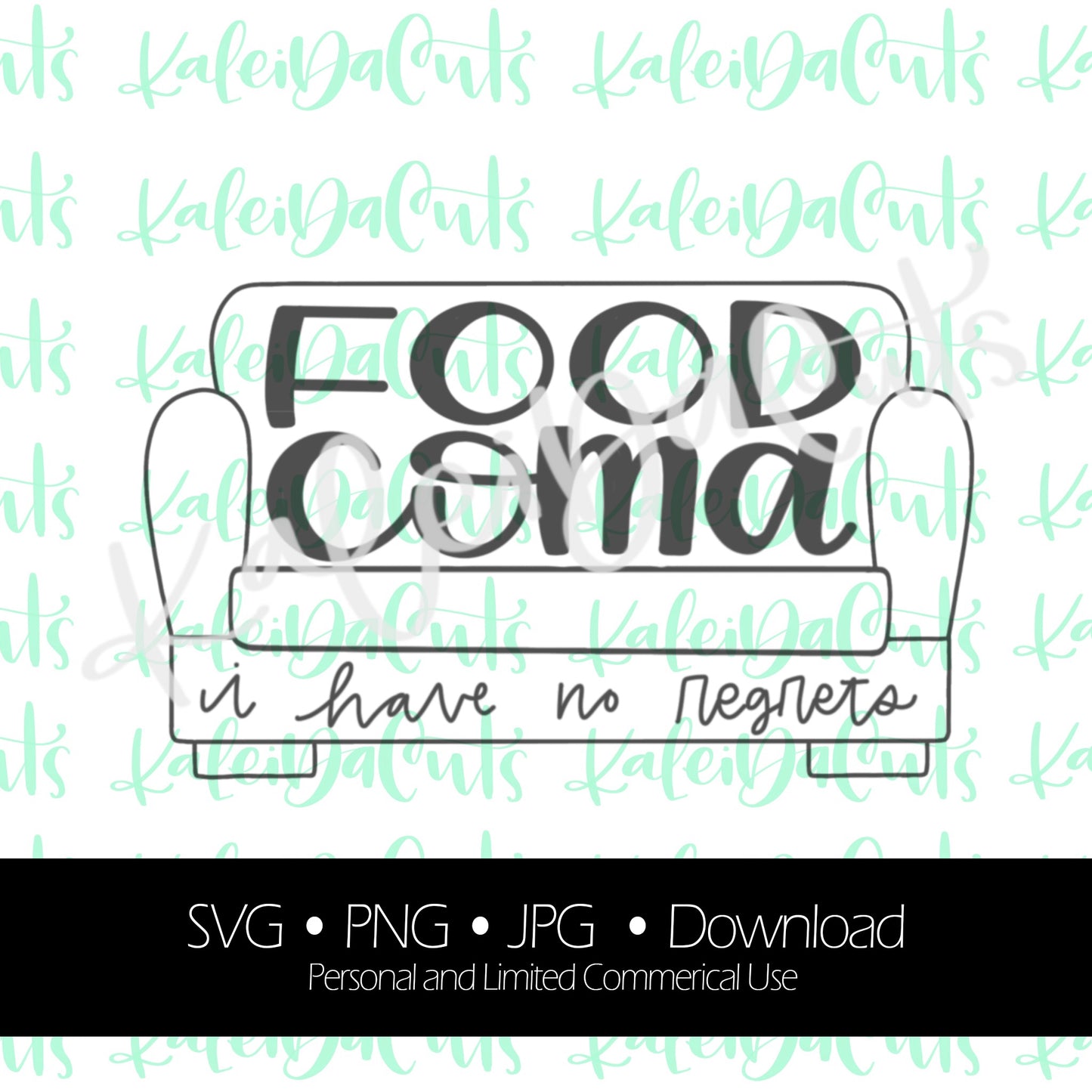 Food Coma. SVG. Digital Download. KaleidaCuts Handlettering.