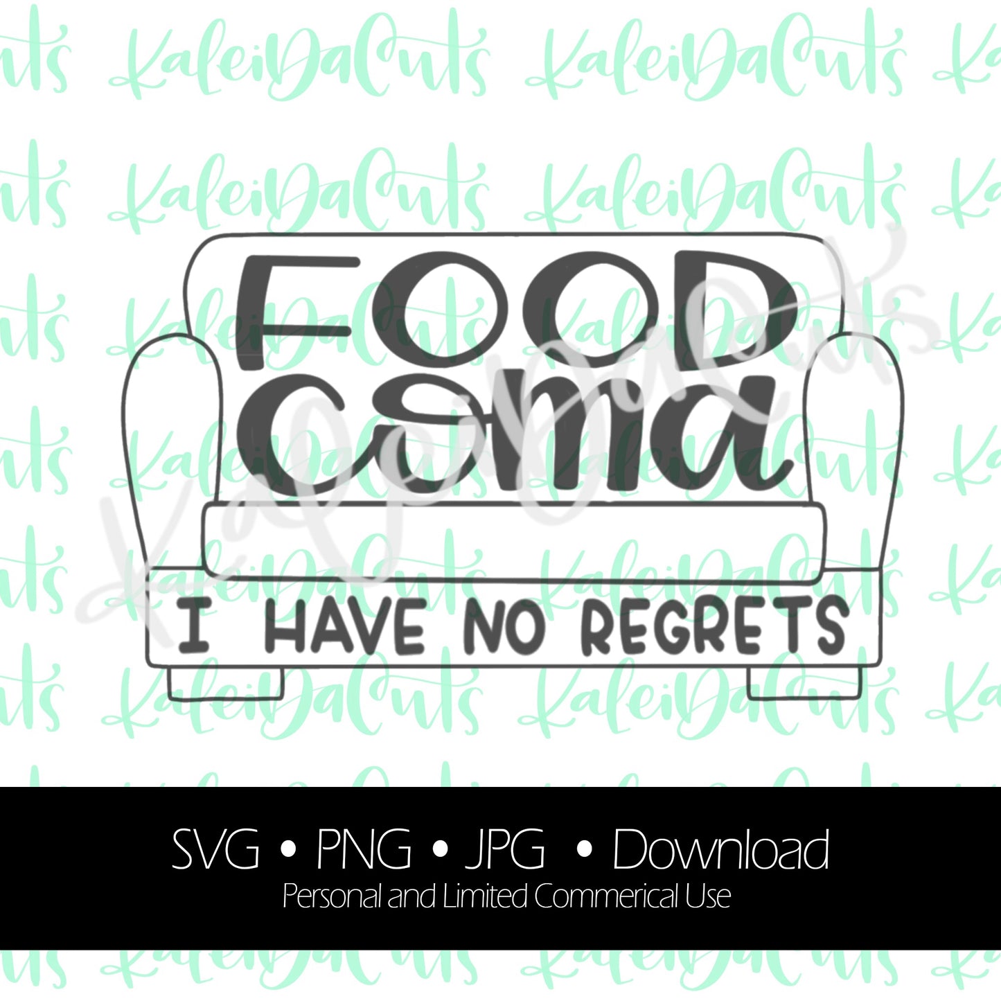 Food Coma. SVG. Digital Download. KaleidaCuts Handlettering.